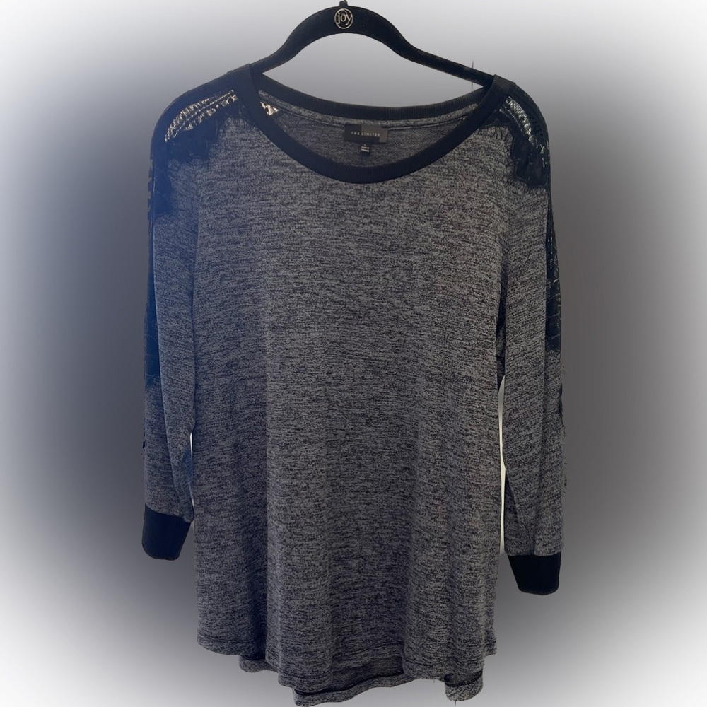 The Limited quarter length shirt with lace sleeves. Size Large. Black and gray.